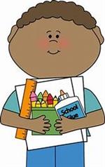Boy with school supplies 
